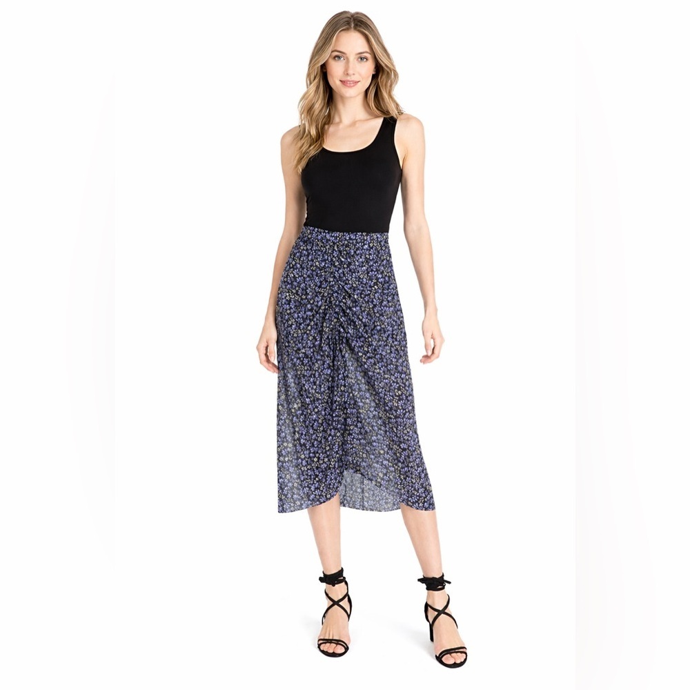 Robert Rodriguez Lily Floral Print Silk Ruched Fairy Boho Chic Midi Skirt 10